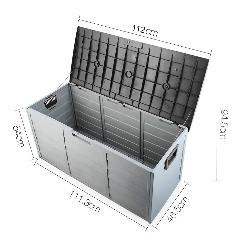 Black Outdoor Storage Box - 290L Large Capacity - Waterproof & Lockable