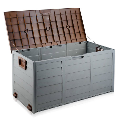 Brown Outdoor Storage Box | Space Saving, Movable and Lockable