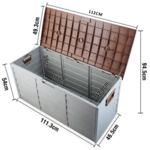 Brown HADIKA 290L Outdoor Storage Box Measurements