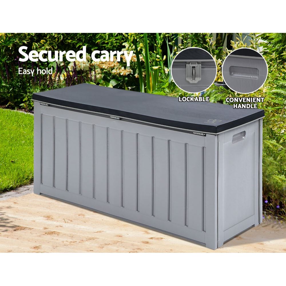 Outdoor Storage Box Bench Seat Lockable 240L Grey Outdoor Storage Boxes