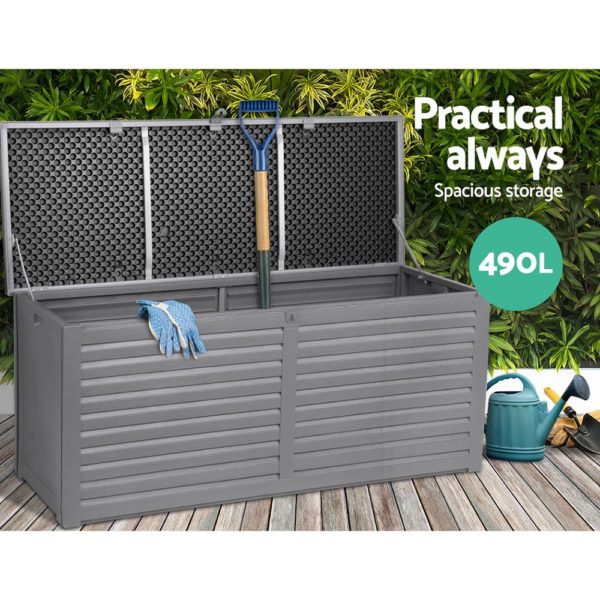 Outdoor Storage Box Bench Seat 490L Black & White Grey