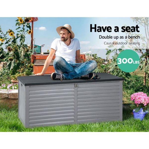 Outdoor Storage Box Bench Seat 490L Black & White Grey