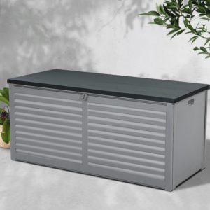 Outdoor Storage Box Bench Seat 490L Black & White Grey