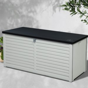 Outdoor Storage Box Bench Seat 490L Black & White Grey