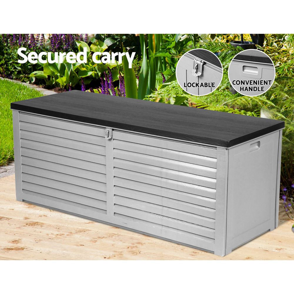 Dark Grey Large Outdoor Storage Box 390l Can Be Used As A Bench Outdoor Storage Boxes