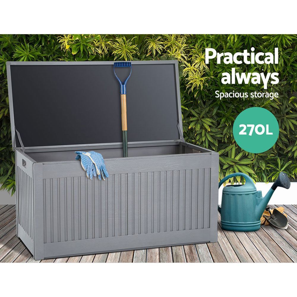 270L Outdoor Storage Box Dark Grey Outdoor Storage Boxes