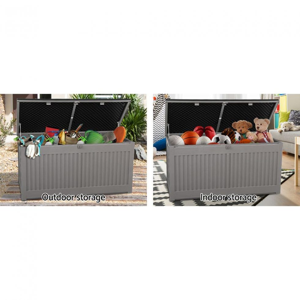 270L Outdoor Storage Box & Seat Dark Grey Outdoor Storage Boxes