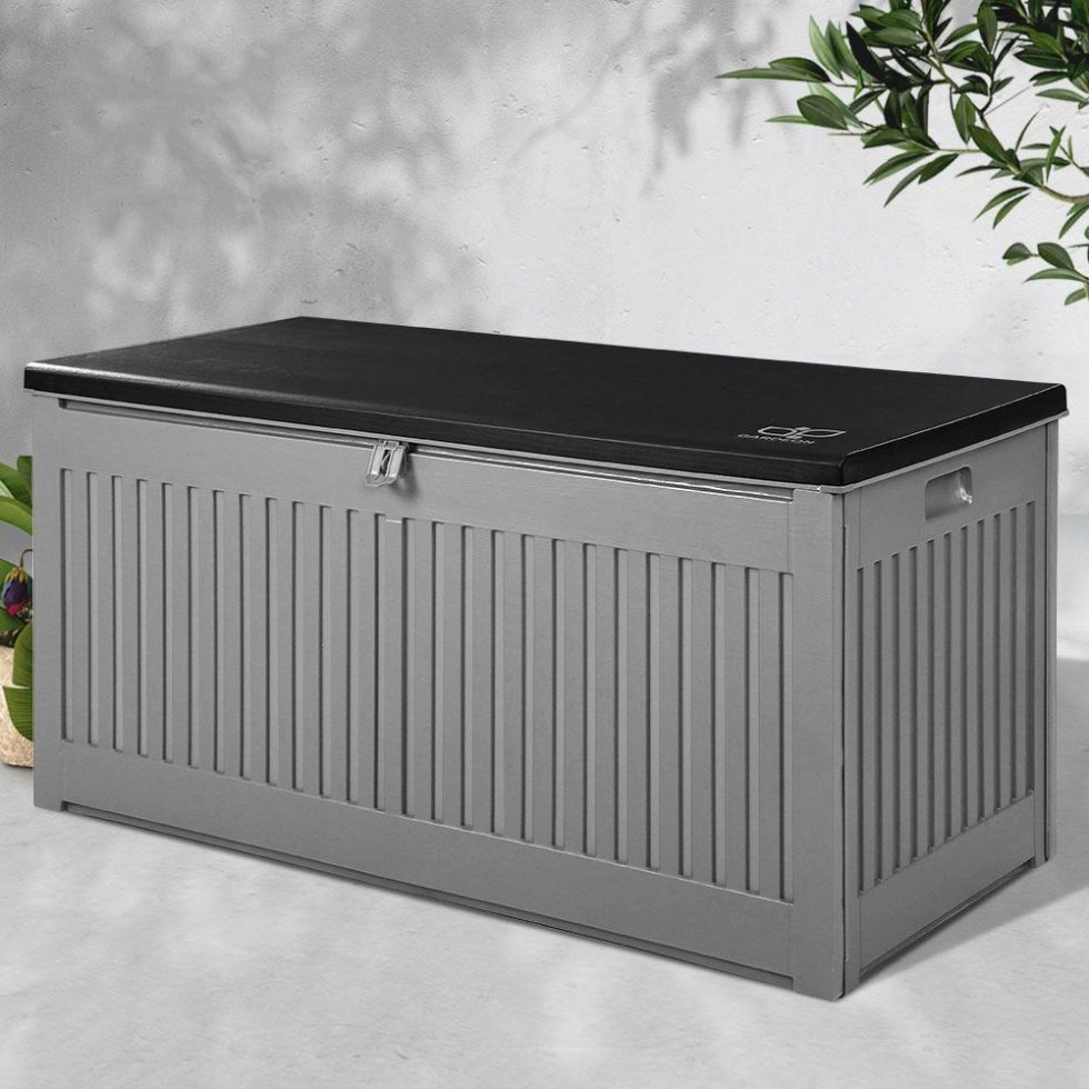 270L Outdoor Storage Box & Seat Dark Grey Outdoor Storage Boxes