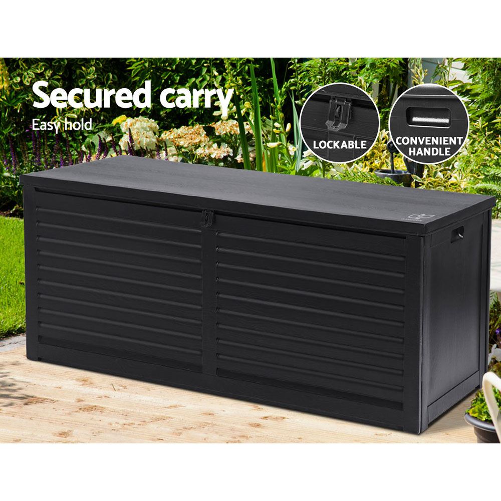 Outdoor Storage Box Bench Seat 490l All Black Outdoor Storage Boxes