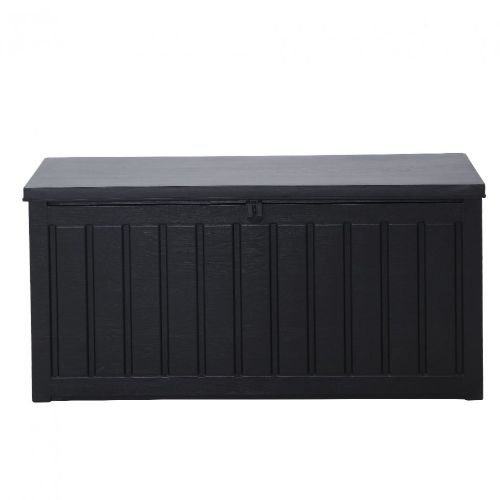 Outdoor Storage Box Bench Seat Lockable 240L All Black Outdoor Storage Boxes