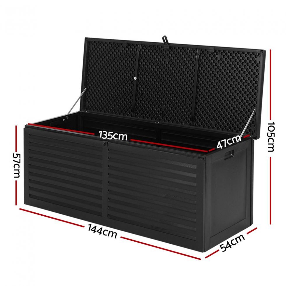 All Black Large Outdoor Storage Box 390L (Can be Used as a Bench