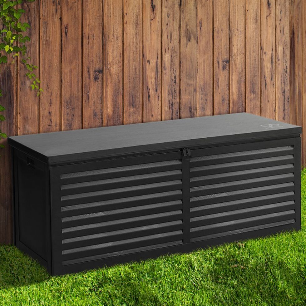 All Black Outdoor Storage Box 290L Large Capacity Waterproof