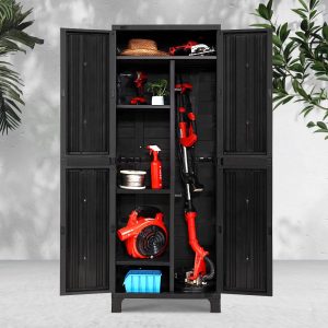 All Black Tall Outdoor Storage Cabinet 173cm