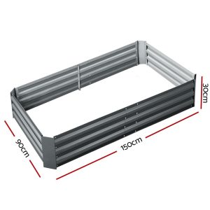 150 x 90cm Raised Garden Bed Galvanised in Grey Colour