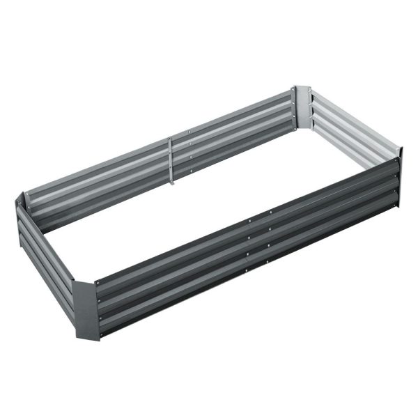 180 x 90cm Raised Garden Bed Galvanised in Grey Colour