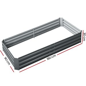 180 x 90cm Raised Garden Bed Galvanised in Grey Colour