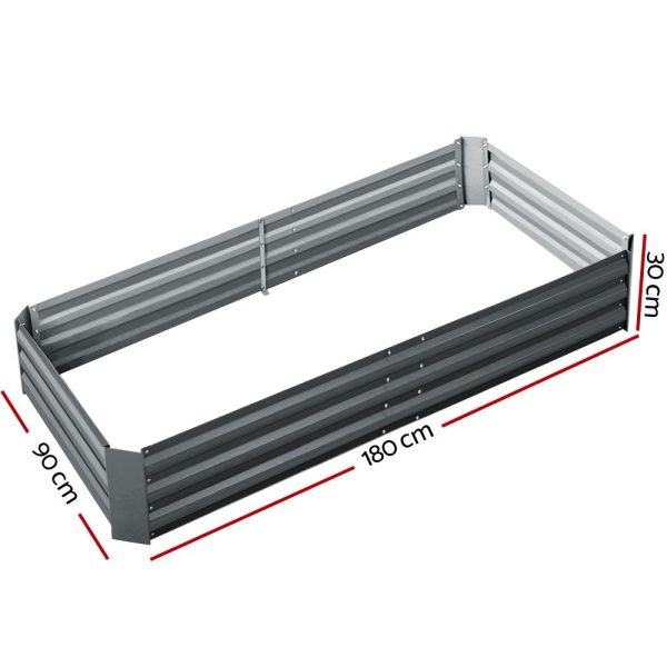 180 x 90cm Raised Garden Bed Galvanised in Grey Colour