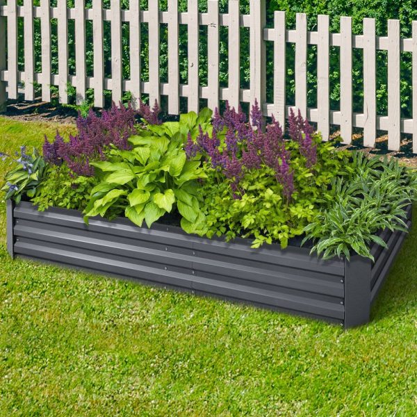 180 x 90cm Raised Garden Bed Galvanised in Grey Colour