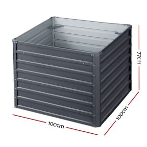 100 x 100cm Raised Garden Bed Galvanised in Grey Colour