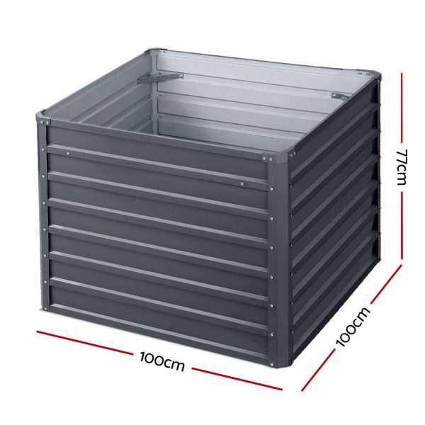 100 x 100cm Raised Garden Bed Galvanised in Grey Colour