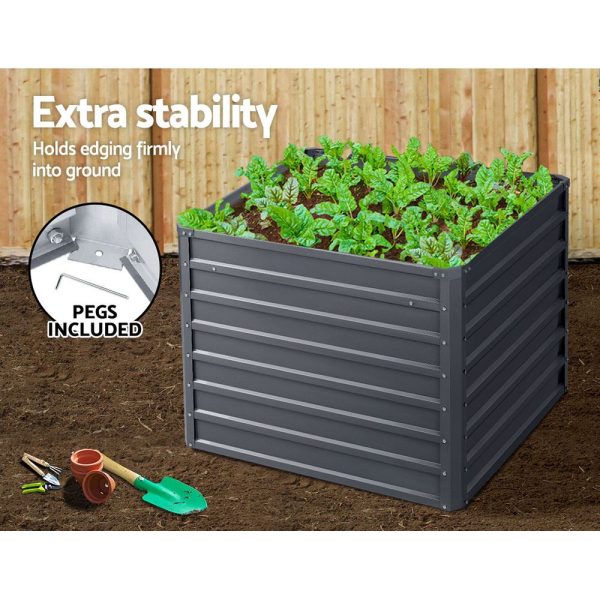 100 x 100cm Raised Garden Bed Galvanised in Grey Colour