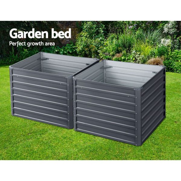 100 x 100cm Raised Garden Bed Galvanised in Grey Colour