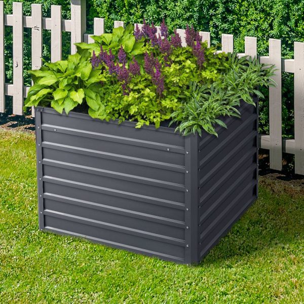 100 x 100cm Raised Garden Bed Galvanised in Grey Colour