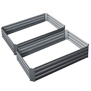 120 x 90cm Raised Garden Bed Galvanised in Grey Colour (Pack of 2)