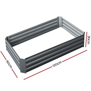 120 x 90cm Raised Garden Bed Galvanised in Grey Colour (Pack of 2)