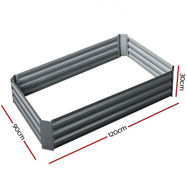 120 x 90cm Raised Garden Bed Galvanised in Grey Colour (Pack of 2)