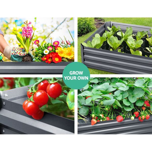 120 x 90cm Raised Garden Bed Galvanised in Grey Colour (Pack of 2)