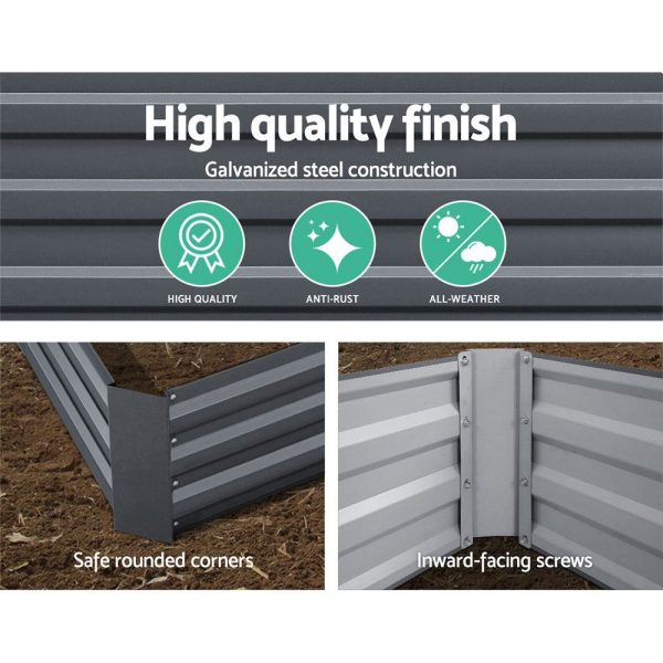 120 x 90cm Raised Garden Bed Galvanised in Grey Colour (Pack of 2)