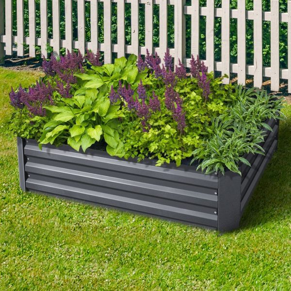 120 x 90cm Raised Garden Bed Galvanised in Grey Colour (Pack of 2)