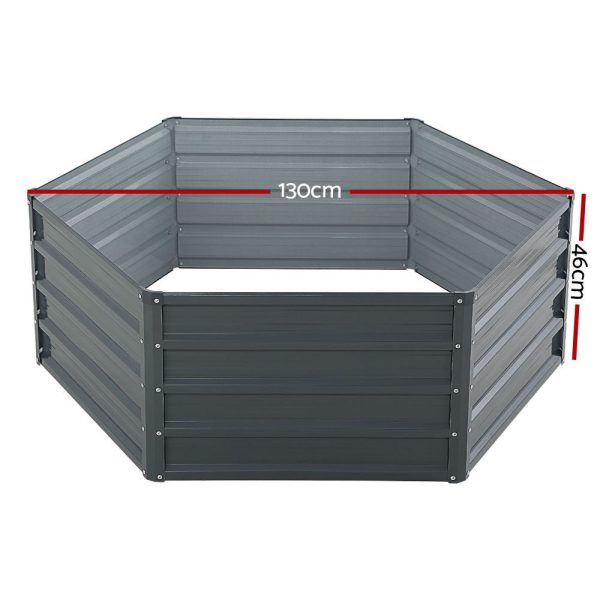 130 x 130cm x 46cm Raised Garden Bed Galvanised in Grey Colour (Pack of 2)