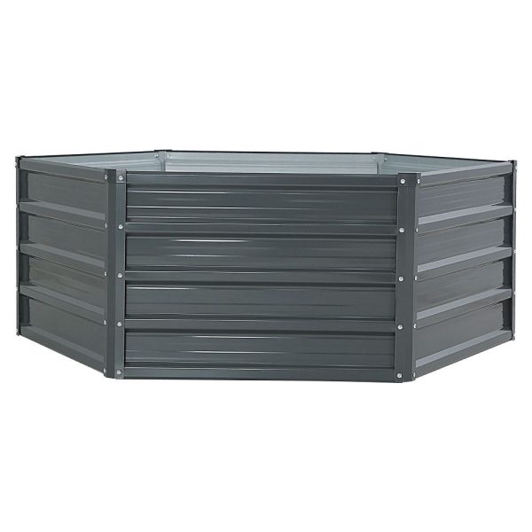 130 x 130cm x 46cm Raised Garden Bed Galvanised in Grey Colour (Pack of 2)