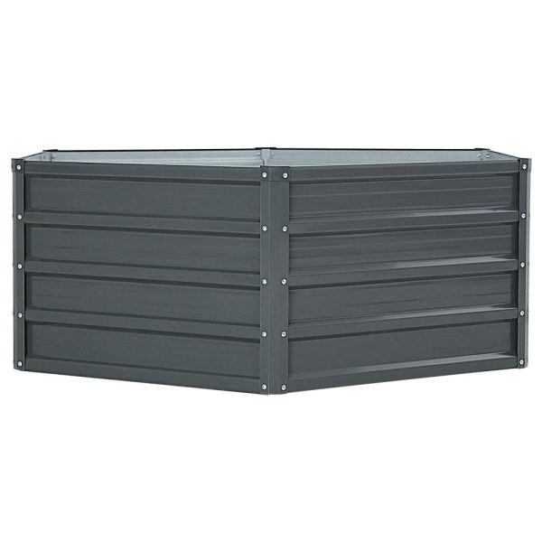 130 x 130cm x 46cm Raised Garden Bed Galvanised in Grey Colour (Pack of 2)
