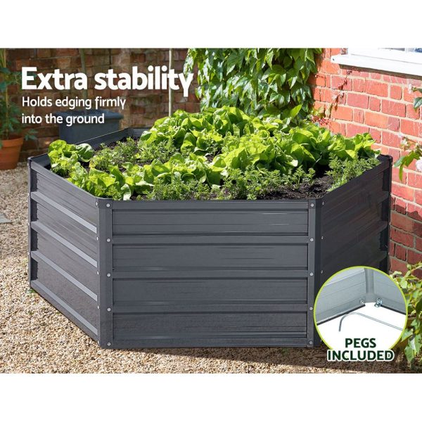 130 x 130cm x 46cm Raised Garden Bed Galvanised in Grey Colour (Pack of 2)