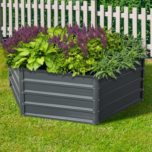 130 x 130cm x 46cm Raised Garden Bed Galvanised in Grey Colour (Pack of 2)