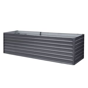 320 x 80 x 77cm Raised Garden Bed Galvanised in Grey Colour