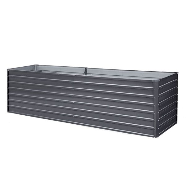 320 x 80 x 77cm Raised Garden Bed Galvanised in Grey Colour