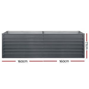 320 x 80 x 77cm Raised Garden Bed Galvanised in Grey Colour