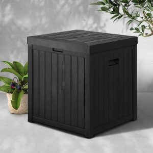 195L Square Cube Storage Box for Outdoor and indoor in Black