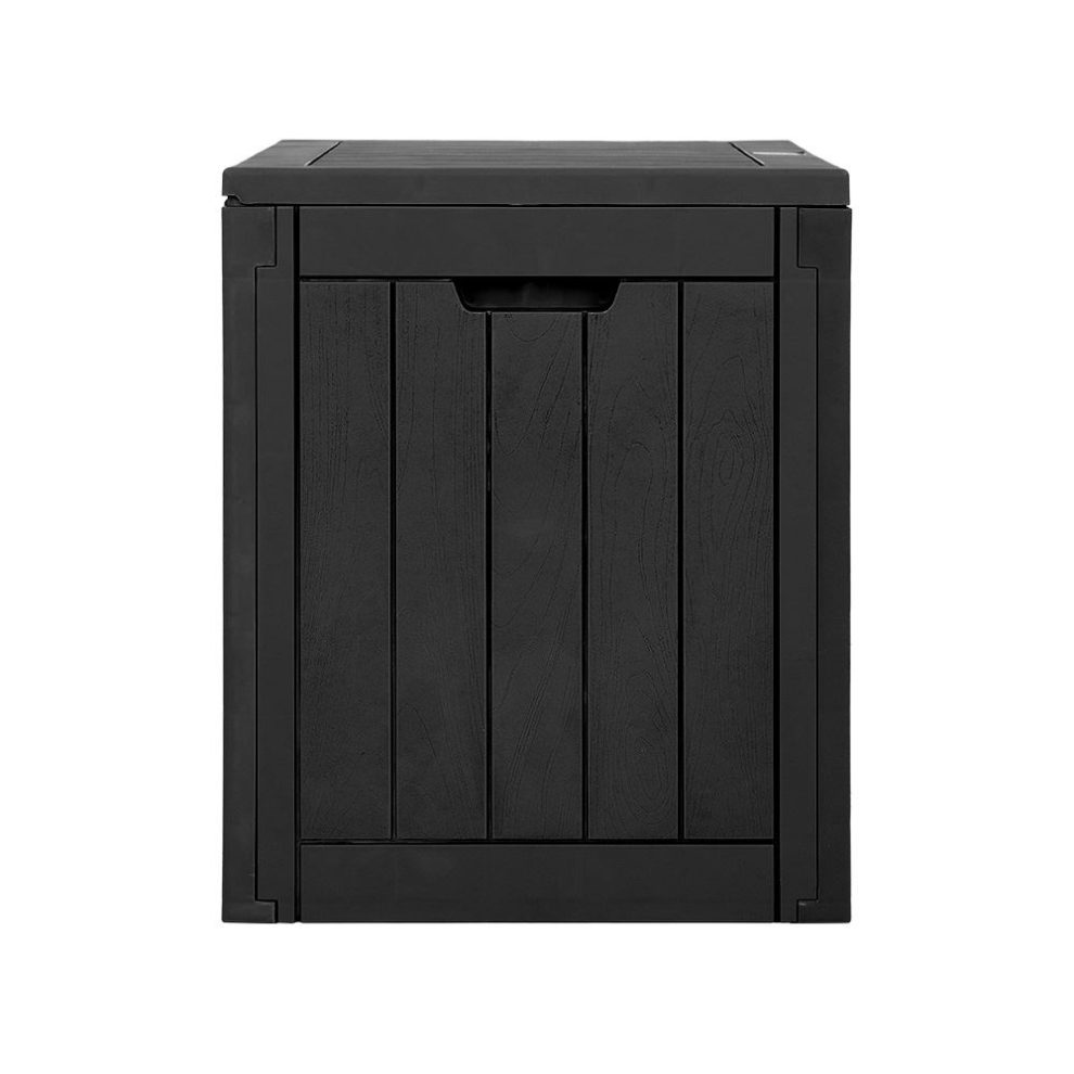 118L Outdoor Storage Box Container & Seat Black Outdoor Storage Boxes