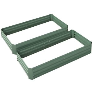 2 x Galvanised Steel Raised Garden Bed 150 x 90cm - Green