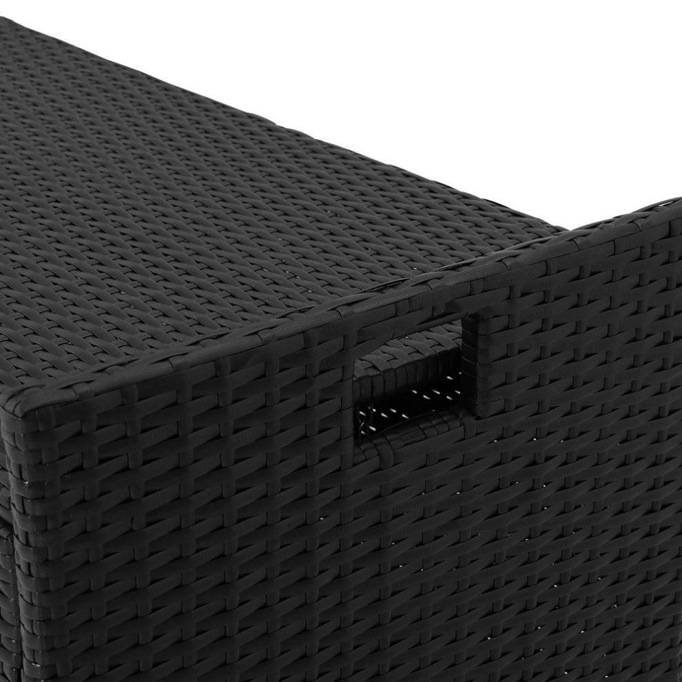 102L Wicker Outdoor Storage Bench Box in Black Outdoor Storage Boxes