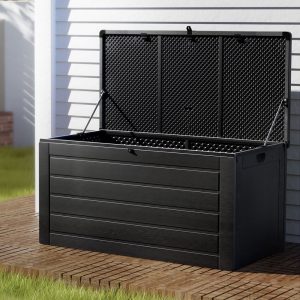 680L Outdoor Storage Box + Bench Seat in All Black